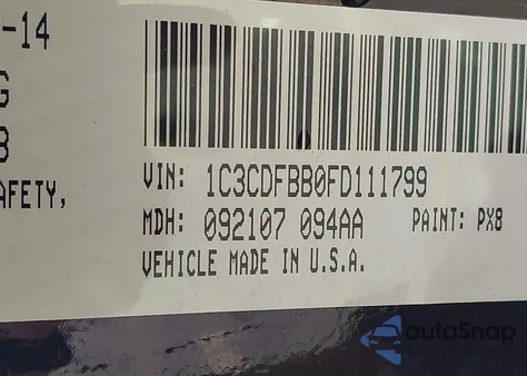 2015 Dodge Dart Sxt из США, поврежденный, VIN 1C3CDFBB0FD111799